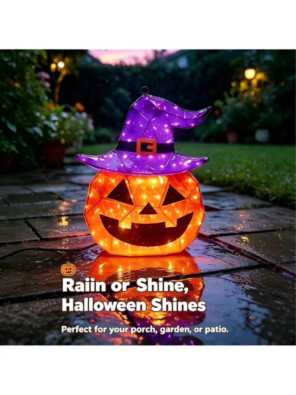 Halloween Decorations Outdoor, 24 Inch Light Up Pumpkin Witch Hat